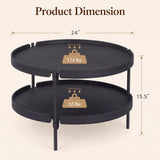 24" Round Coffee Table Plastic Side Table with Metal Legs