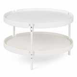 24" Round Coffee Table Plastic Side Table with Metal Legs