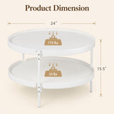 24" Round Coffee Table Plastic Side Table with Metal Legs