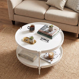 24" Round Coffee Table Plastic Side Table with Metal Legs