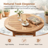 24" Round Solid Teak Outdoor Folding Bistro Table with Footrest