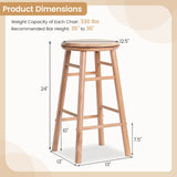 24" Swivel Bar Stools Set of 2 with Footrests & Crossbars
