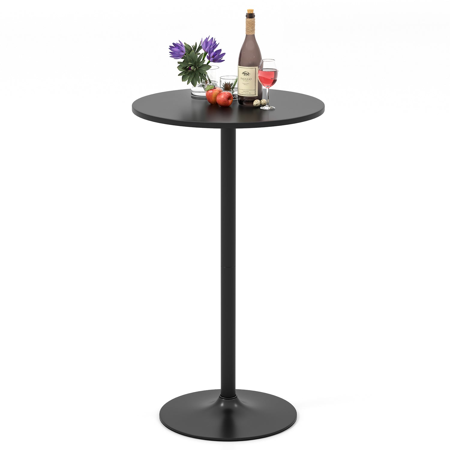 24 Inch Modern Style Round Cocktail Table with Metal Base and MDF Top