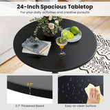 24 Inch Modern Style Round Cocktail Table with Metal Base and MDF Top