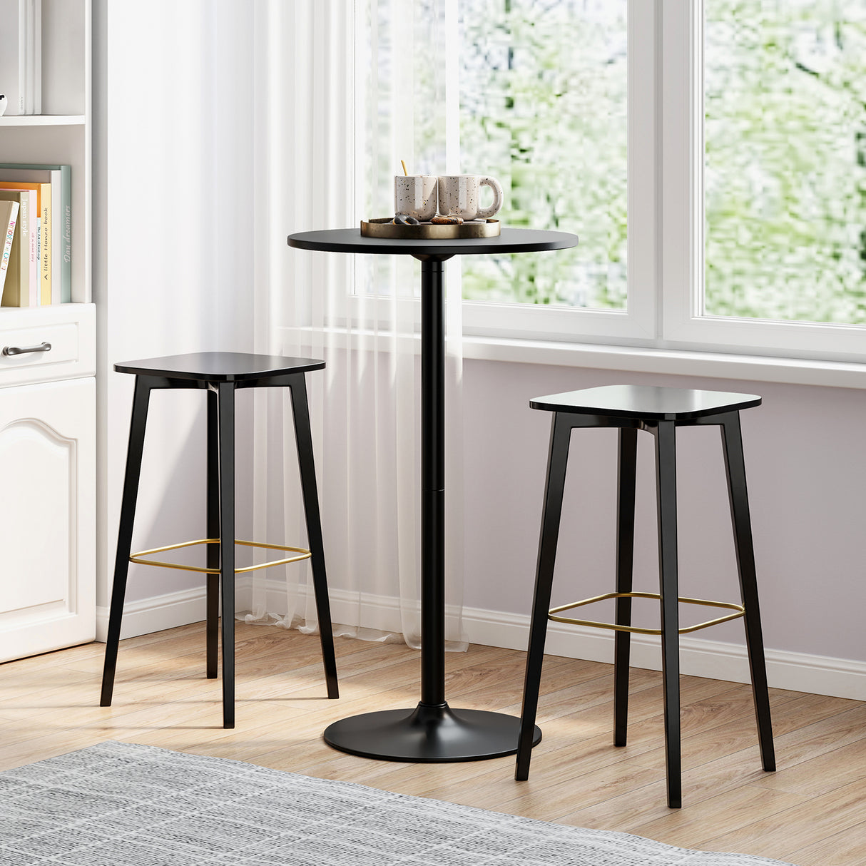24 Inch Modern Style Round Cocktail Table with Metal Base and MDF Top