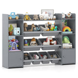 56 inch Large Toy Storage Organizer with 8 Removable Bins and Bookshelf