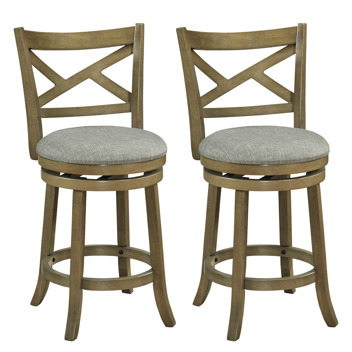 Swivel Bar Stools Set of 2 with Backrests and Wood Frame-25/Frame-30 inches