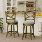 Swivel Bar Stools Set of 2 with Backrests and Wood Frame-25/Frame-30 inches