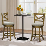Swivel Bar Stools Set of 2 with Backrests and Wood Frame-25/Frame-30 inches