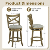 Swivel Bar Stools Set of 2 with Backrests and Wood Frame-25/Frame-30 inches