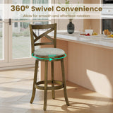 Swivel Bar Stools Set of 2 with Backrests and Wood Frame-25/Frame-30 inches