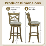 Swivel Bar Stools Set of 2 with Backrests and Wood Frame-25/Frame-30 inches
