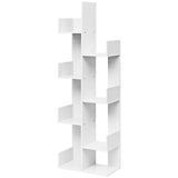 8-Tier Bookshelf Bookcase with 8 Open Compartments Space-Saving Storage Rack -White