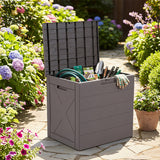 Storage Bin with Lid Carry Handles and Lock Hole for Patio Furniture Accessories