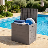 Storage Bin with Lid Carry Handles and Lock Hole for Patio Furniture Accessories