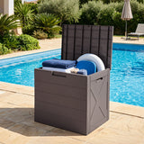 Storage Bin with Lid Carry Handles and Lock Hole for Patio Furniture Accessories
