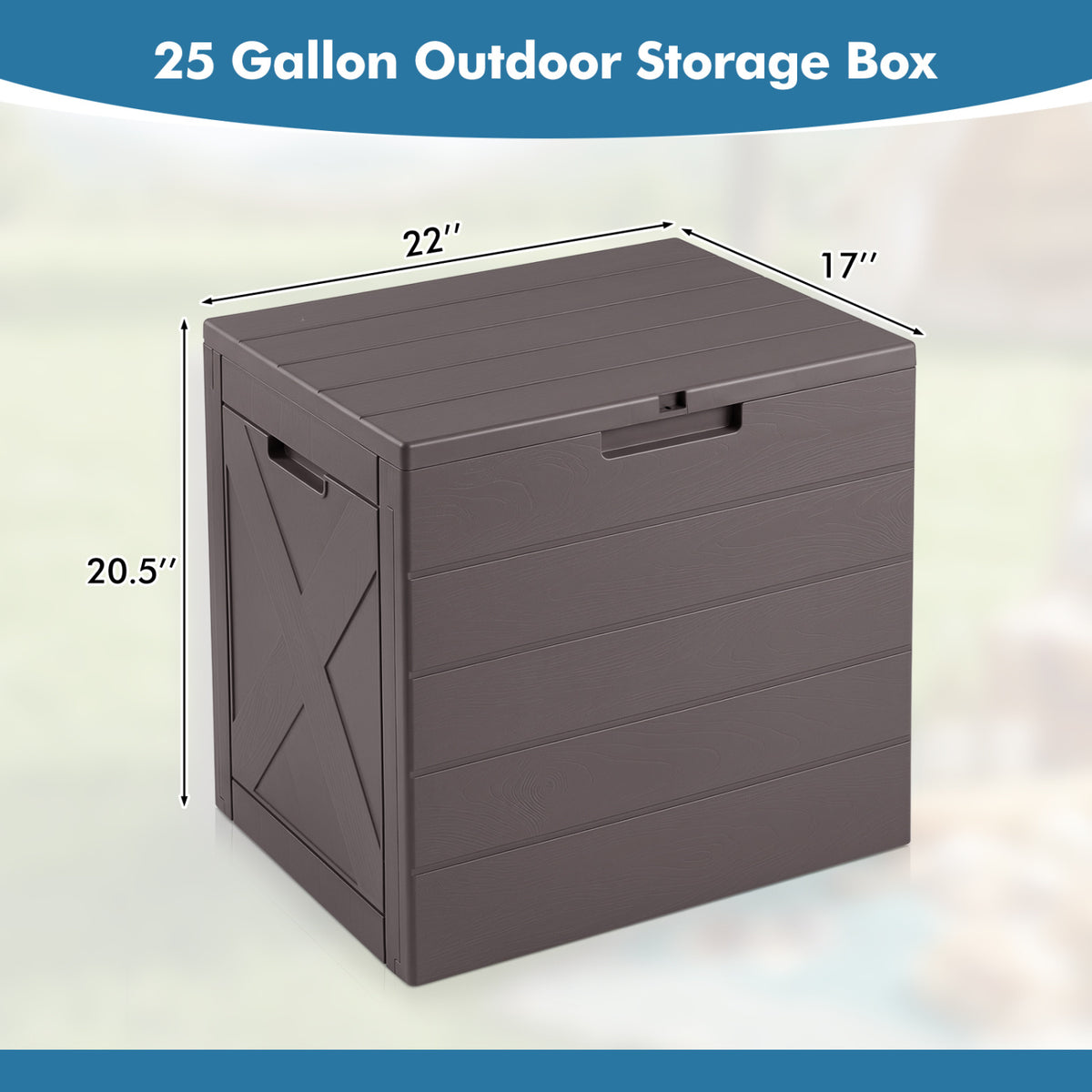 Storage Bin with Lid Carry Handles and Lock Hole for Patio Furniture Accessories