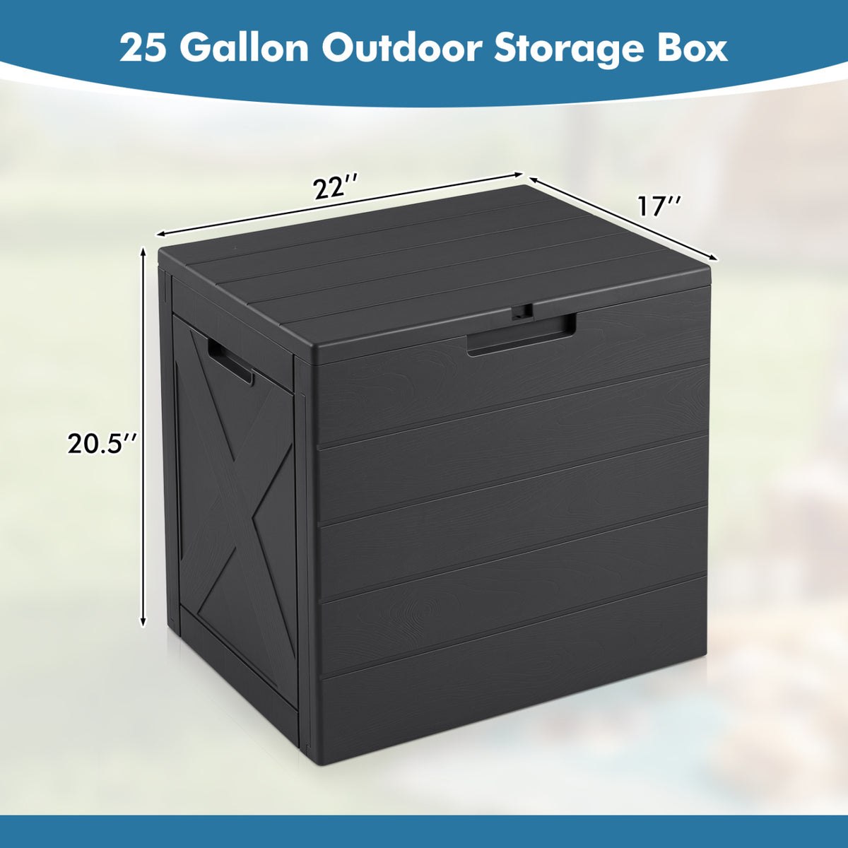 Storage Bin with Lid Carry Handles and Lock Hole for Patio Furniture Accessories