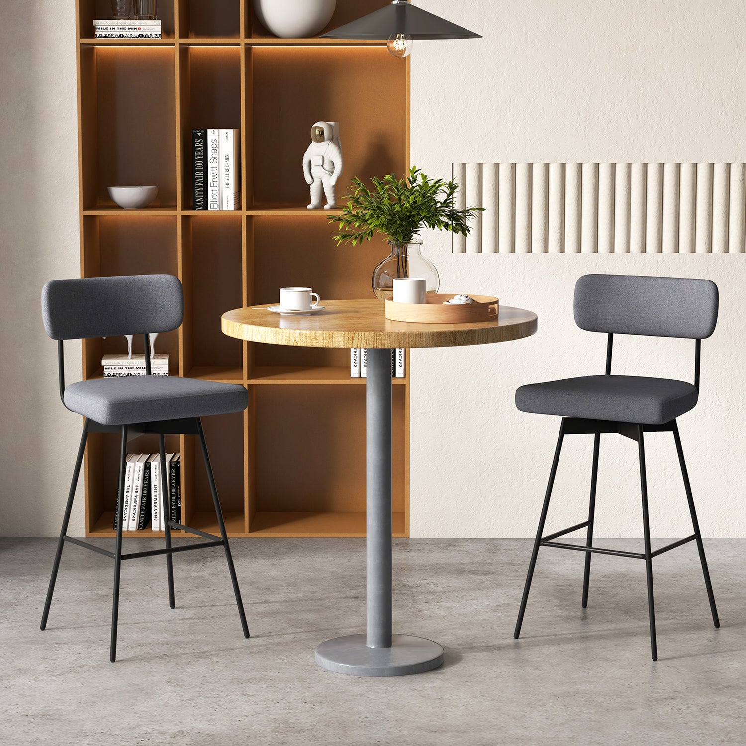 29 Inch Counter Height Upholstered Swivel Bar Stool Set of 2