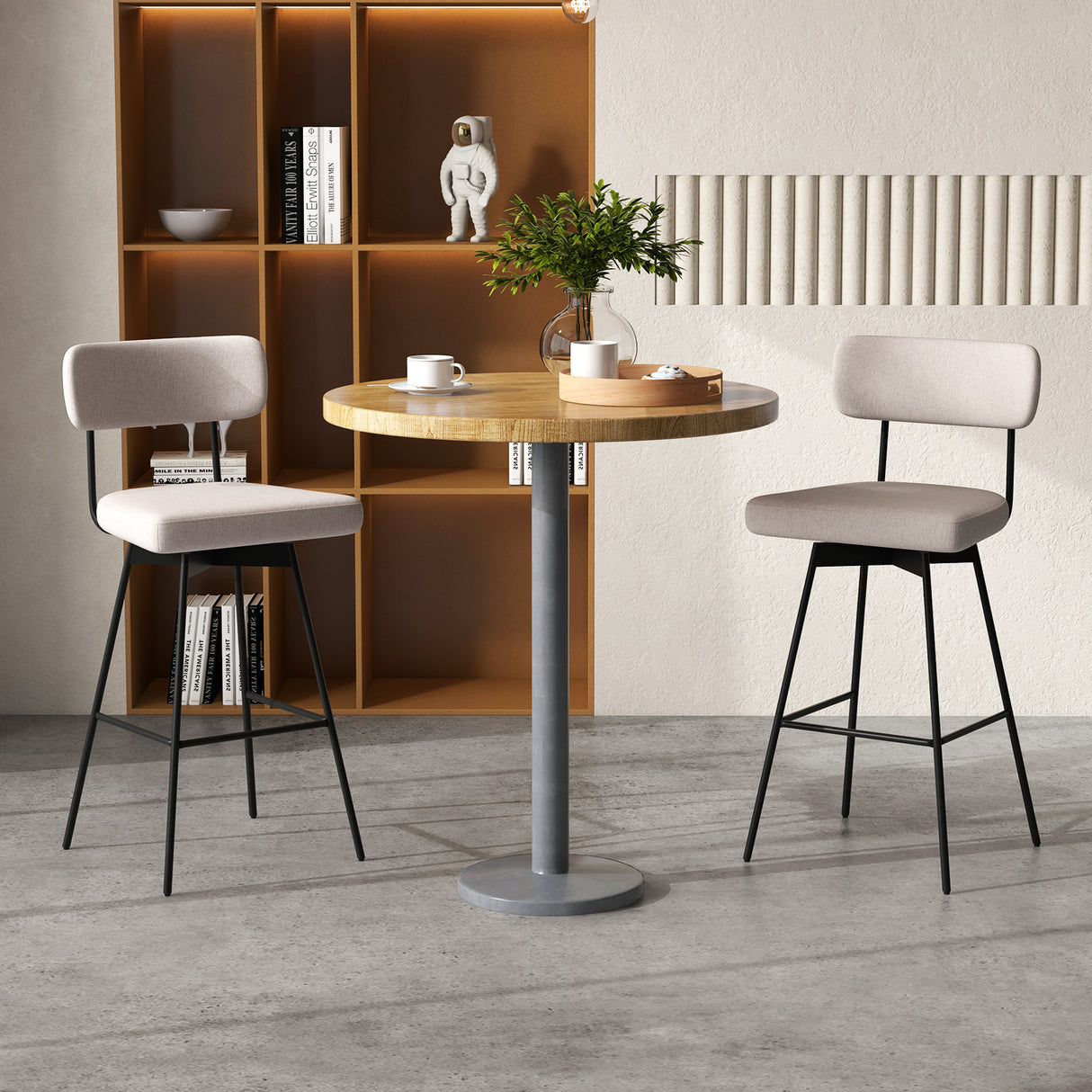 29 Inch Counter Height Upholstered Swivel Bar Stool Set of 2