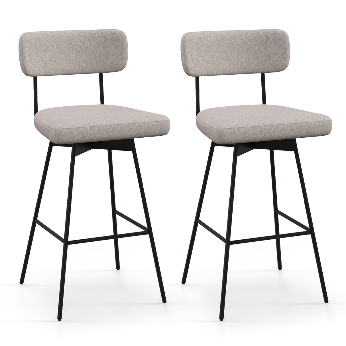 29 Inch Counter Height Upholstered Swivel Bar Stool Set of 2