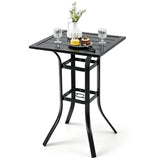 25" Square Patio Dining Table with 1.57" Umbrella Hole Metal Frame for Patio-Black
