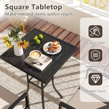 25" Square Patio Dining Table with 1.57" Umbrella Hole Metal Frame for Patio-Black