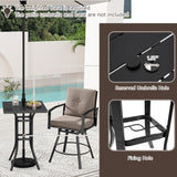 25" Square Patio Dining Table with 1.57" Umbrella Hole Metal Frame for Patio-Black