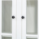 Retro Style Wall Suit with Glass Doors, 75.25'' Tall Display Cabinets & Triangle Sided Bookshelves, White