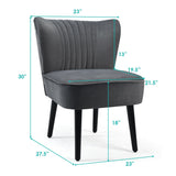 Set of 2 Upholstered Modern Leisure Club Chairs with Solid Wood Legs-Gray