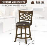 Counter Height Bar Stools Set of 2 with Rubber Wood Frame-26/Frame-31 Inch
