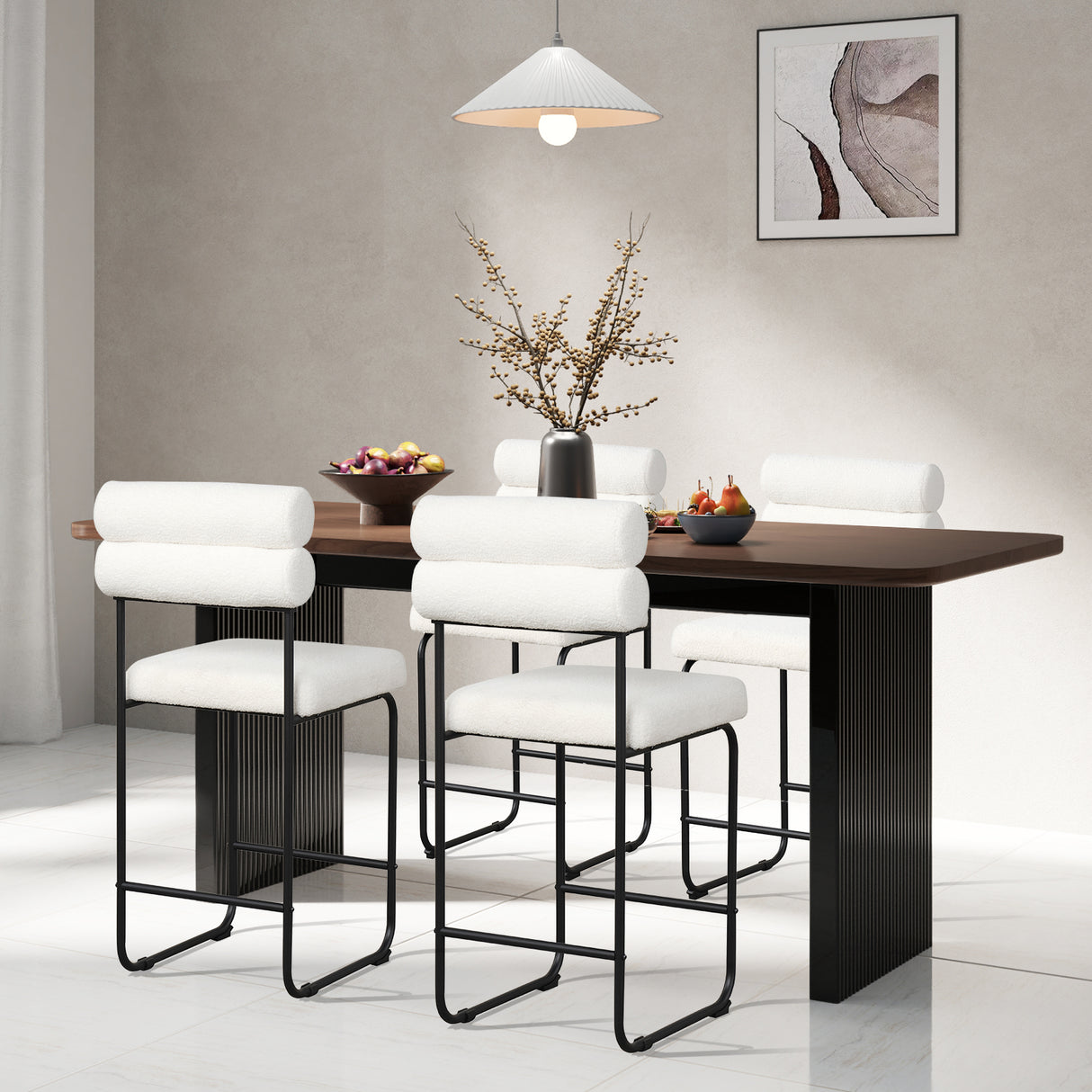 26 Inch Counter Height Bar Stools Set of 2 with Metal Frame and Footrest