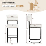 26 Inch Counter Height Bar Stools Set of 2 with Metal Frame and Footrest