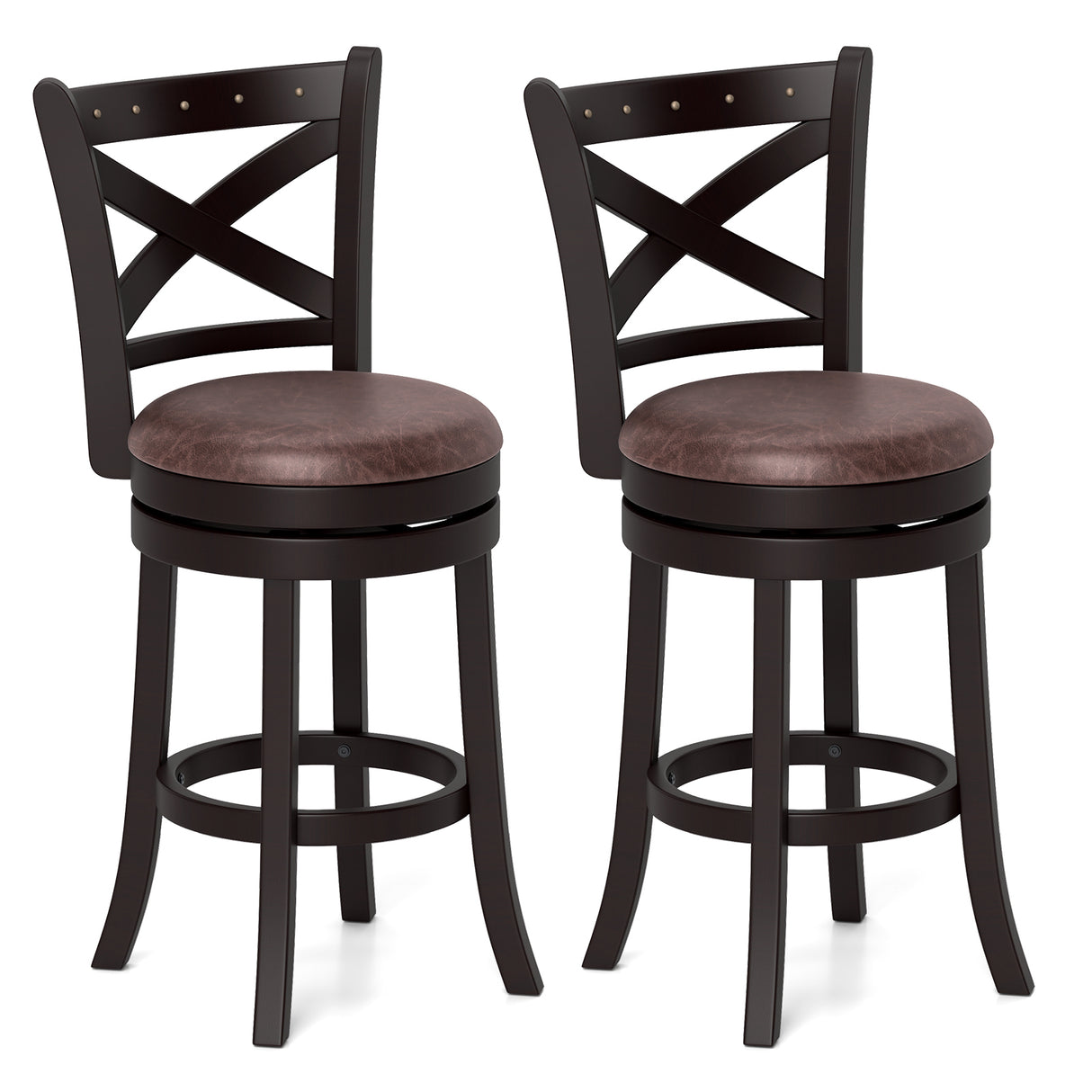 26/30 Inch Swivel Bar Stools Set of 2 Bar Chairs with Padded Seat