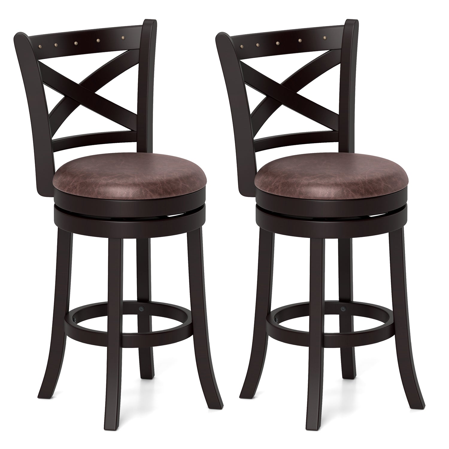 26/30 Inch Swivel Bar Stools Set of 2 Bar Chairs with Padded Seat