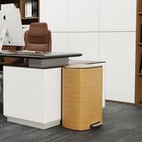 13 Gallon 50L Kitchen Foot Pedal Operated Soft Close Trash Can - Stainless Steel Ellipse Bustbin - Wood