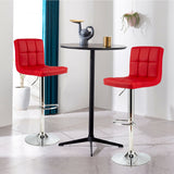 Set of 2 Square Swivel Adjustable PU Leather Bar Stools with Back and Footrest