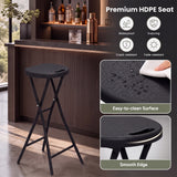 27.5" Folding Bar Stool with HDPE Seat & Carry Handle for Kitchen Bar Fishing-Black