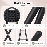 27.5" Folding Bar Stool with HDPE Seat & Carry Handle for Kitchen Bar Fishing-Black