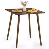 27.5 Inch Small Square Wooden Dining Table for 2-4 People Space-Saving Dining Room Table-Walnut