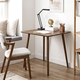 27.5 Inch Small Square Wooden Dining Table for 2-4 People Space-Saving Dining Room Table-Walnut