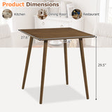 27.5 Inch Small Square Wooden Dining Table for 2-4 People Space-Saving Dining Room Table-Walnut