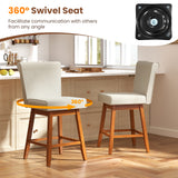 27 Inch Counter Height Bar Chairs with Rubber Wood Legs Set of 2
