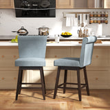 27 Inch Counter Height Bar Chairs with Rubber Wood Legs Set of 2