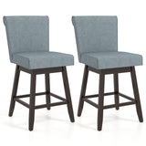27 Inch Counter Height Bar Chairs with Rubber Wood Legs Set of 2