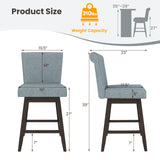 27 Inch Counter Height Bar Chairs with Rubber Wood Legs Set of 2