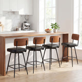 Padded Counter Barstools Set of 2 with Metal Legs