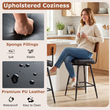 Padded Counter Barstools Set of 2 with Metal Legs