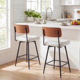 Padded Counter Barstools Set of 2 with Metal Legs