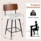 Padded Counter Barstools Set of 2 with Metal Legs